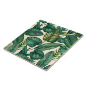 グリーン&ティール(緑がかった色)パームモンステラ熱帯葉パターン タイル (側面)