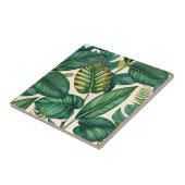 グリーン&ティール（緑がかった色）パームモンステラ熱帯葉パターン タイル (側面)