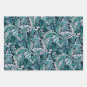 グリーン&ティール（緑がかった色）モリス葉ズ ラッピングペーパーシート (正面)