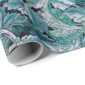 グリーン&ティール（緑がかった色）モリス葉ズ ラッピングペーパー (ロールコーナー)