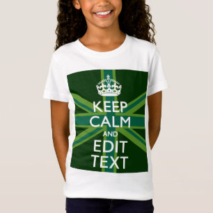 グリーン·ティール(緑がかった色)保·カーム·アンド·ユア·テキスト·ユニオン·ジャック Tシャツ