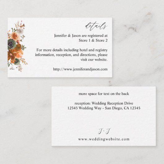 グリーン&テラコッタフローラエンクロージャカード エンクロージャーカード (正面/裏面)