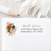 グリーン&テラコッタフローラ差出人住所ラベル ラベル (インサイチュ)