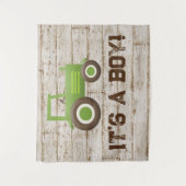 グリーン トラクター ファーム ベイビー シャワー 男の子用 背景 タペストリー (正面)