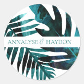 グリーン&トロピカルティール（緑がかった色）離れアイランドズ結婚ズ ラウンドシール (正面)