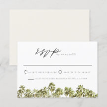 グリーン トロピカル ウォーターカラー パーム ツリー ビーチ RSVP