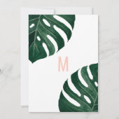 グリーン·トロピカル·スイス·チーズ·リーフ·ピン結婚クズ 招待状 (裏面)