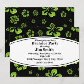 グリーン トロピカル ハイビスカス フローラル ブラック インビテーション (正面/裏面)