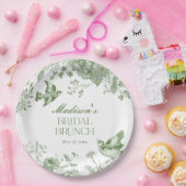 グリーン トワ・ド・ジュイ ヴィンテージ フラワー ブライダル ブランチ ペーパープレート (パーティー)