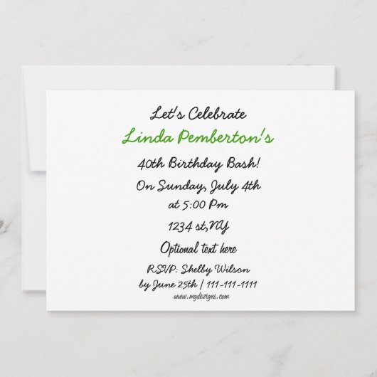 グリーン・トータル80年代のレトロパーティの招待状 招待状 (裏面)