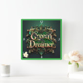 「グリーン・ドリームス実現」 スクエア壁時計 (ホーム)