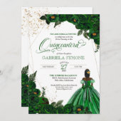 グリーン ドレス エレガント ローズ アフロラティーナ キンセアニエラ 招待状 (正面/裏面)
