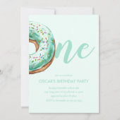  グリーン ドーナツ バースデー 招待状 (正面)