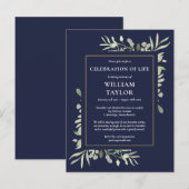 グリーン ネイビーブルー ライフ セレブレーション 招待状 (正面/裏面)