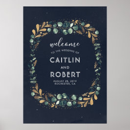 グリーン、ネイビーブルー、金ゴールドグリーン結婚リー ポスター