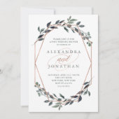 グリーン ネオ | ローズゴールド 結婚式後 ブランシュ 招待状 (正面)