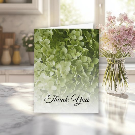 グリーン ハイドレンジア 花の追悼 お礼カード サンキューカード
