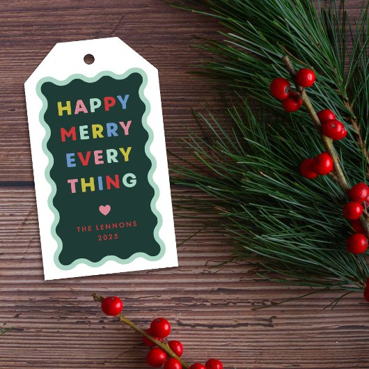 グリーン ハッピー メリー ウェイビー クリスマス ギフト タグ