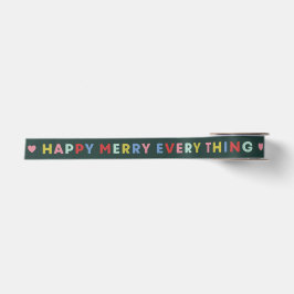 グリーン ハッピー メリー エブリシング クリスマス リボン サテンリボン
