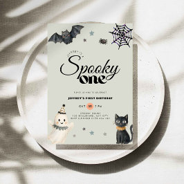 グリーン・ハロウィン スプーキー・ワン 1歳の誕生日招待状 招待状