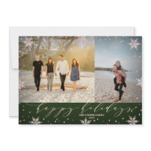 グリーン&バラ金ゴールドスノーフレーク写真ハッピーホリデー