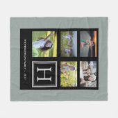 グリーン·バ素朴ーラップ·ファミリー·モノグラム·フォト·コラージュ フリースブランケット (正面(横))