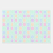 グリーン&パステルカラーイースターバニーポーズ ラッピングペーパーシート (正面2)