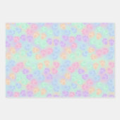 グリーン&パステルカラーイースターバニーポーズ ラッピングペーパーシート (正面)
