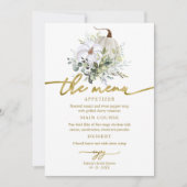 グリーン・パンプキン・フォール ブライダルシャワーのためのプレートのメニュー 招待状 (正面)