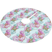 グリーン&パープルクリスマスクッキー&キャンディ ブラッシュドポリエステルツリースカート (アングル)