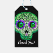 グリーン&パープルシュガースカルブラックハローウィンパーティ ギフトタグ (裏面)