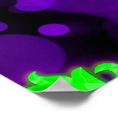 グリーン&パープルシュガー白熱［赤熱］光を放つスカルハロウィーン ポスター (角)