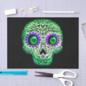 グリーン&パープルシュガー白熱［赤熱］光を放つスカルハロウィーン 薄葉紙 (クラフト)