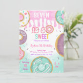 グリーン&パープルドーナツ誕生日パーティー 招待状 (スタンド正面)