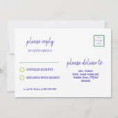 グリーン+パープルピックボール誕生日パーティー+ RSVPイン 招待状 (裏面)