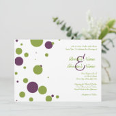 グリーン&パープル水玉模様結婚式招待状 招待状 (スタンド正面)