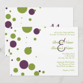 グリーン&パープル水玉模様結婚式招待状 招待状 (正面/裏面)