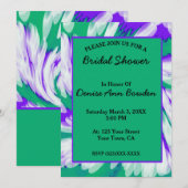 グリーン パープル タイダイ スワール ブライダル シャワー 招待状 (正面/裏面)