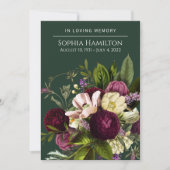 グリーン パープル フローラル 葬儀 追悼記念  招待状 (正面)