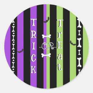 グリーン パープル ブラックのハロウィン ストライプ ラウンドシール