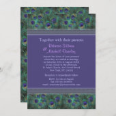 グリーン パープル ペガサスの 羽根 ウェディング インビテーション (正面/裏面)