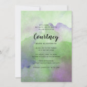 グリーン パープル 水彩 バット ミッツヴァ 招待状 (正面)
