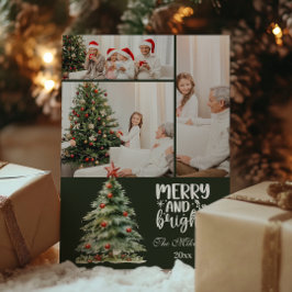 グリーン ビンテージ クリスマス 3 枚写真 ファミリー