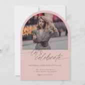 グリーン&ピンクのアーチ写真スクリプト 卒業式 招待状 (裏面)