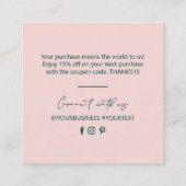 グリーン&ピンクのシンプルビジネス、ご協力ありがとうございます スクエア名刺 (裏面)