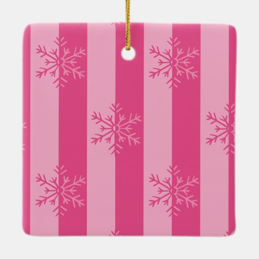 グリーン&ピンクストライプクリスマスオーナメント セラミックオーナメント (裏面)