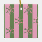 グリーン&ピンクストライプクリスマスオーナメント セラミックオーナメント (正面)
