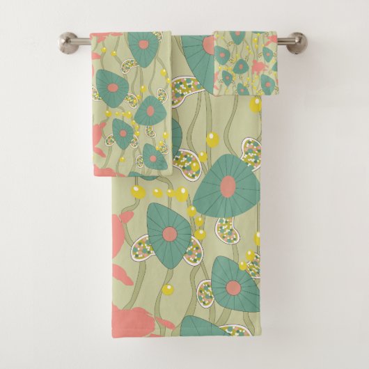 グリーン&ピンクレトロウミガメ バスタオルセット (インサイチュ)