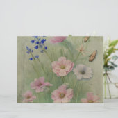 グリーン&ピンクヴィンテージワイルドフラワースクラップブック紙 (スタンド正面)