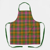 グリーン ピンク オレンジ Plaid ターターンデザイン エプロン (正面)